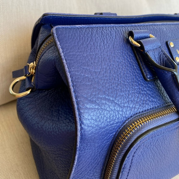 GENTLY LOVED Kate Spade blue pebble grain leather satchel with shoulder strap - Picture 8 of 12